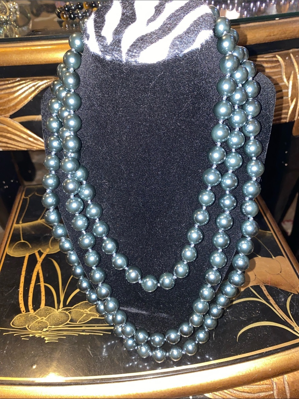 Louis Dell Olio 70” Long Teal Blue Pearl Necklace may be used in multiple ways